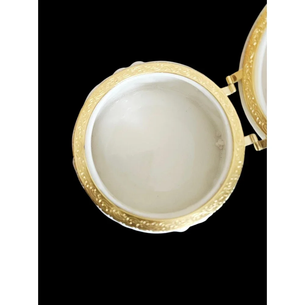 Vintage Style Ceramic Angel Trinket Box, White & Gold Angel Keepsake Box